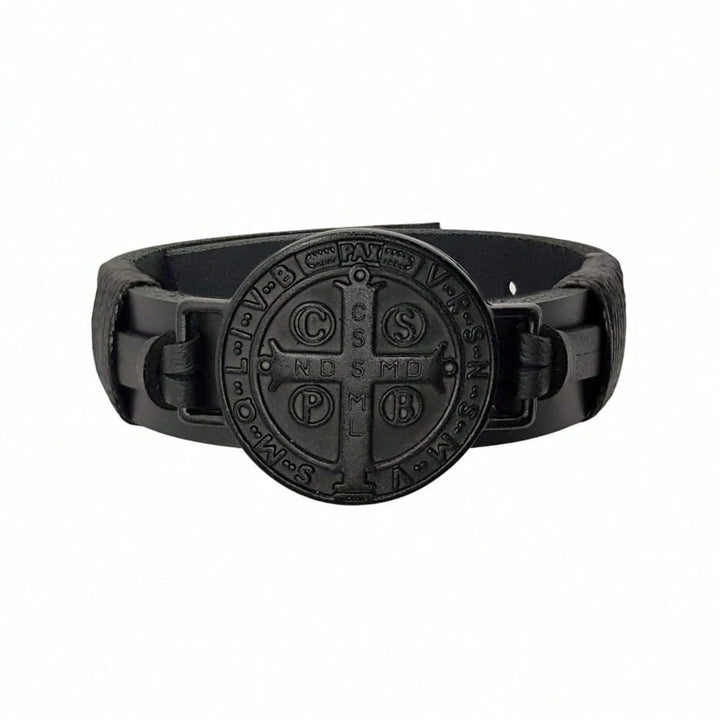 Pulseira Masculina em Couro São Bento Ajustável