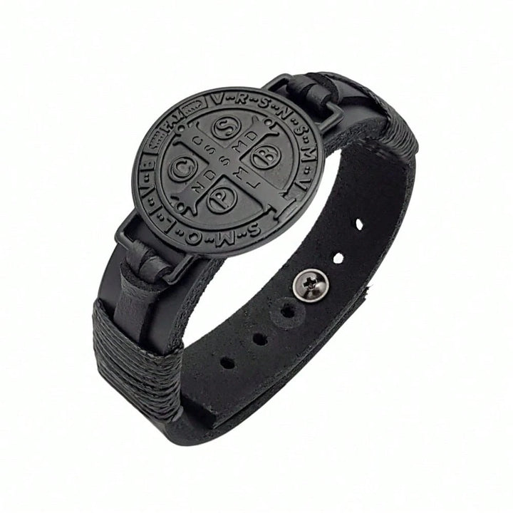 Pulseira Masculina em Couro São Bento Ajustável