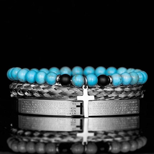 Bracelete Masculino Cruz Celeste