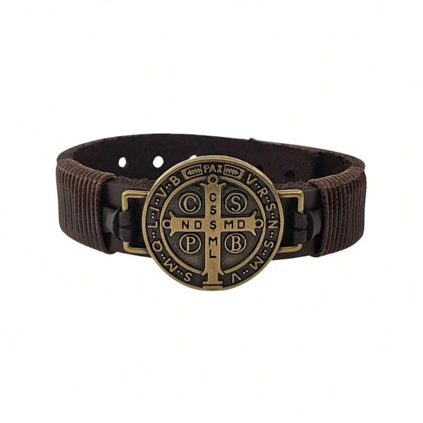 Pulseira Masculina em Couro São Bento