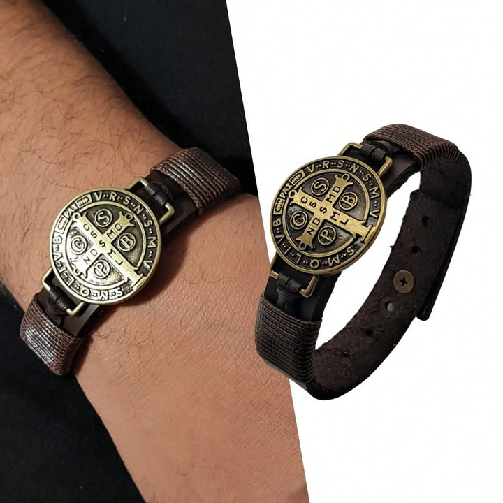 Pulseira Masculina em Couro São Bento