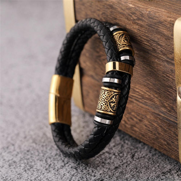 Pulseira Masculina em Couro Viking