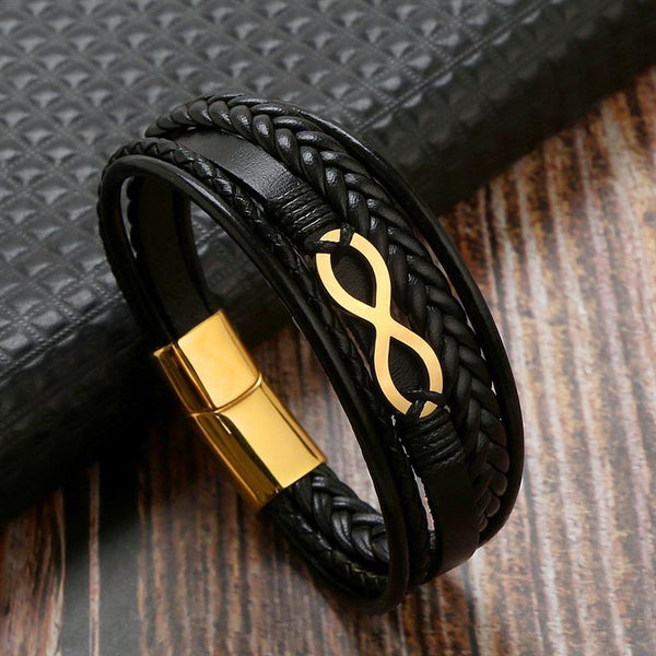 Pulseira Masculina em Couro Infinito