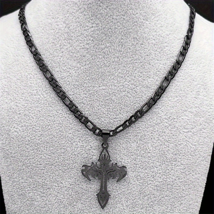 Colar com Pingente de Cruz em Forma de Chama - Design Exclusivo