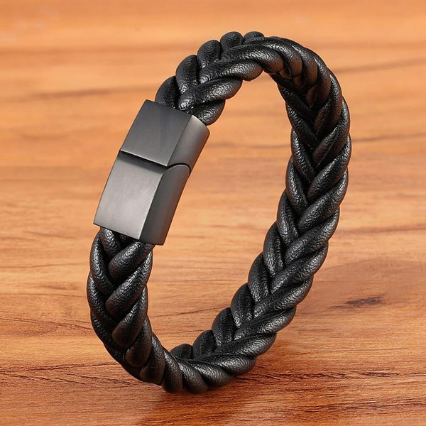 Pulseira Masculina em Couro Trançada Odys