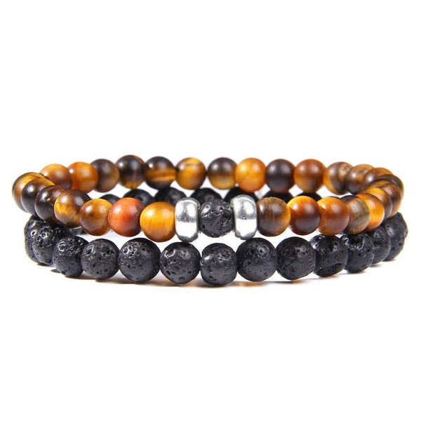 Pulseira Masculina de Pedras Vulcânica  - 3 Opções