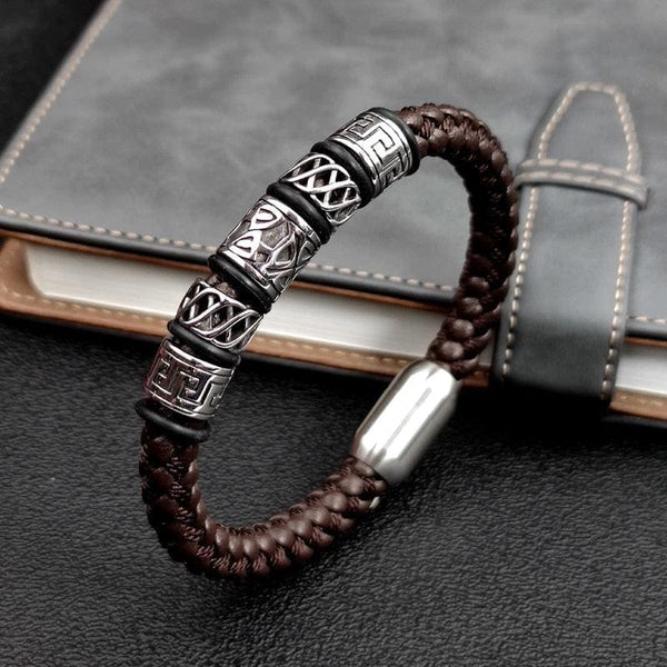 Pulseira Masculina em Couro Rumn-na