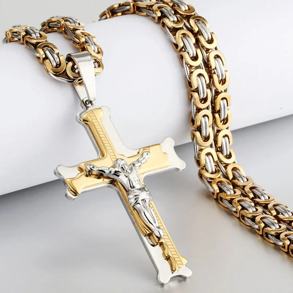 Colar Crucifixo Masculino Crux Gloriae em Aço 316L