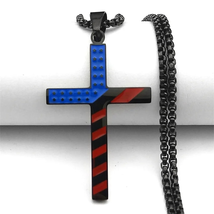 Colar Crucifixo Bandeira Americana