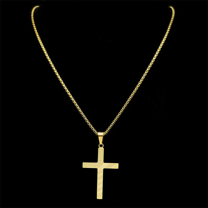 Colar Crucifixo Patriota Americano em Aço Inoxidável