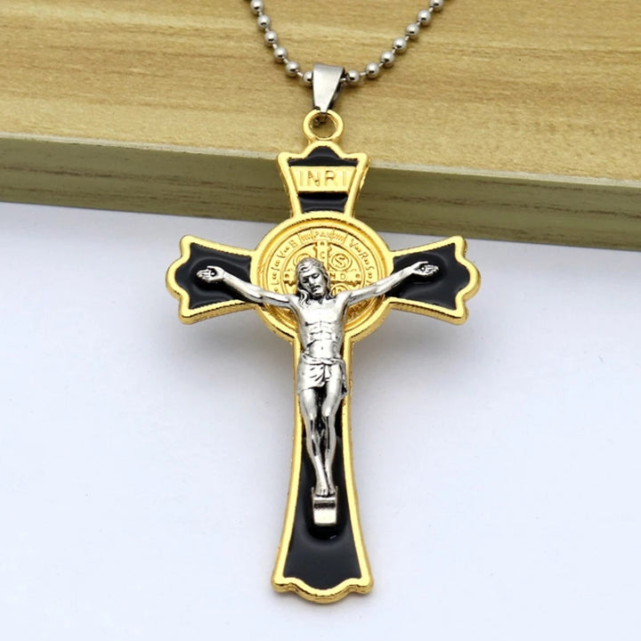 Pingente Cruz de Jesus Banhado a Ouro - Proteção e Fé