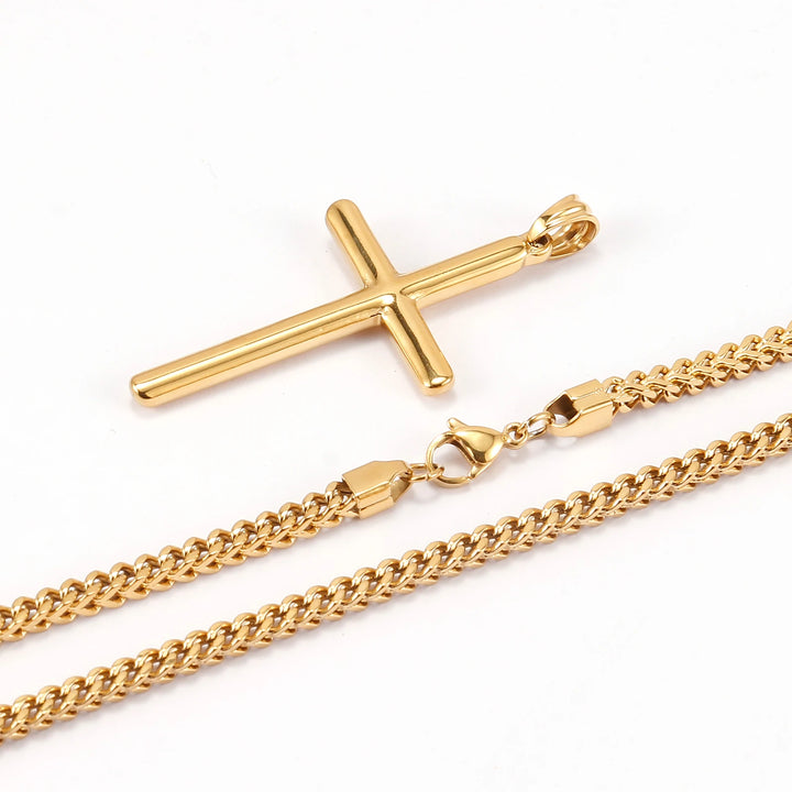 Colar Crucifixo Minimalista Crux Amoris Banhado a Ouro