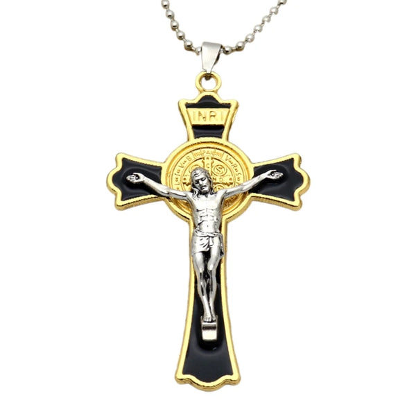 Pingente Cruz de Jesus Banhado a Ouro - Proteção e Fé