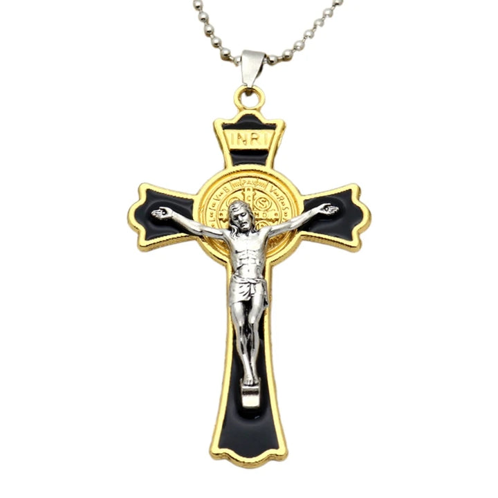 Pingente Cruz de Jesus Banhado a Ouro - Proteção e Fé