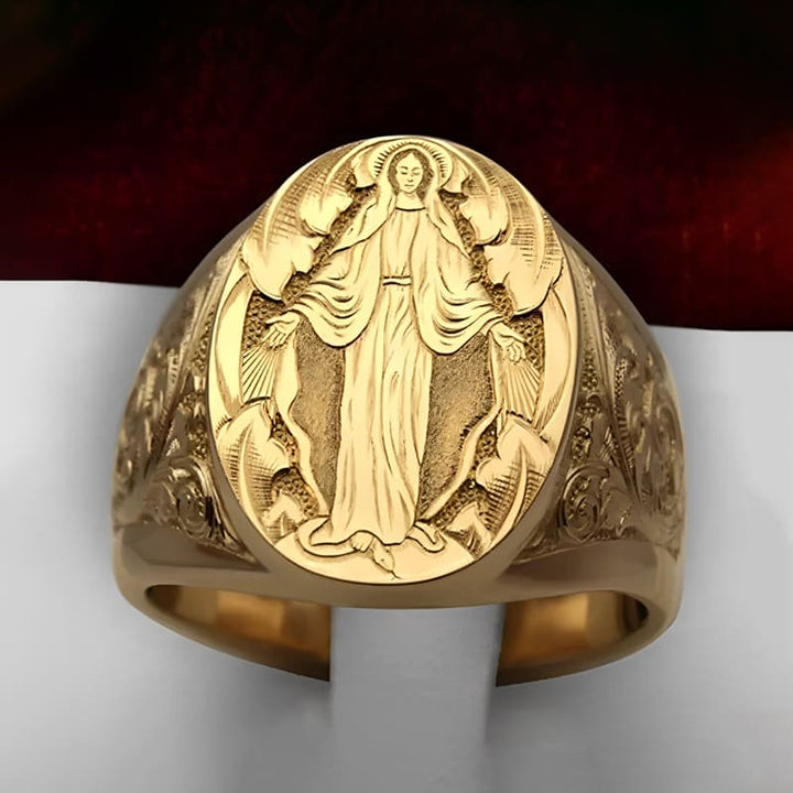 Anel Masculino Nossa Senhora Banhado a Ouro 18K