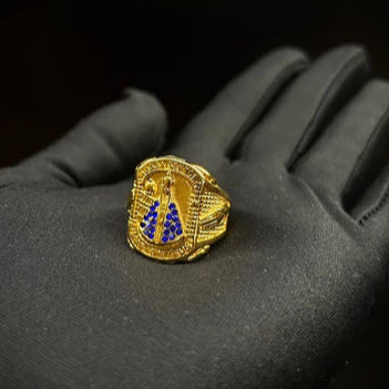 Anel Masculino Nossa Senhora Aparecida Banhado a Ouro 18K