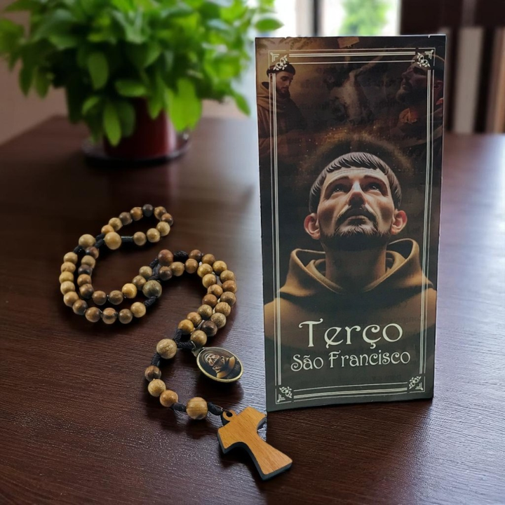 Terço São Francisco de Assis Imbuia com Folheto de Oração