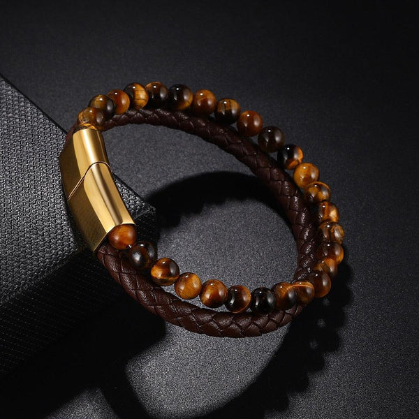 Pulseira Masculina em Couro Dellingr