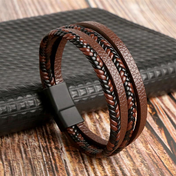 Pulseira Masculina em Couro Leather