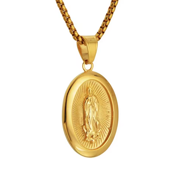 Colar com Pingente da Virgem Maria - Dourado e Sofisticado