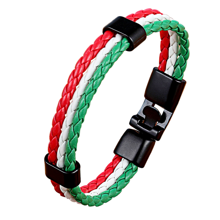 Pulseira em Couro Multicores - Bandeiras do Mundo