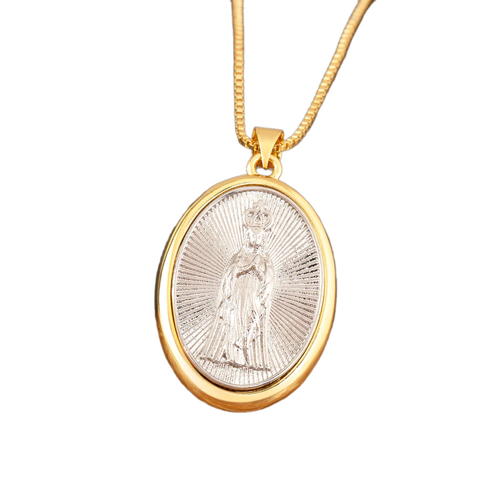 Colar Feminino Luz de Maria Banhado a Ouro 18K - Elegância e Espiritualidade