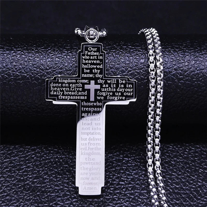 Colar Crucifixo com Gravação da Oração do Pai Nosso N6019SCRX